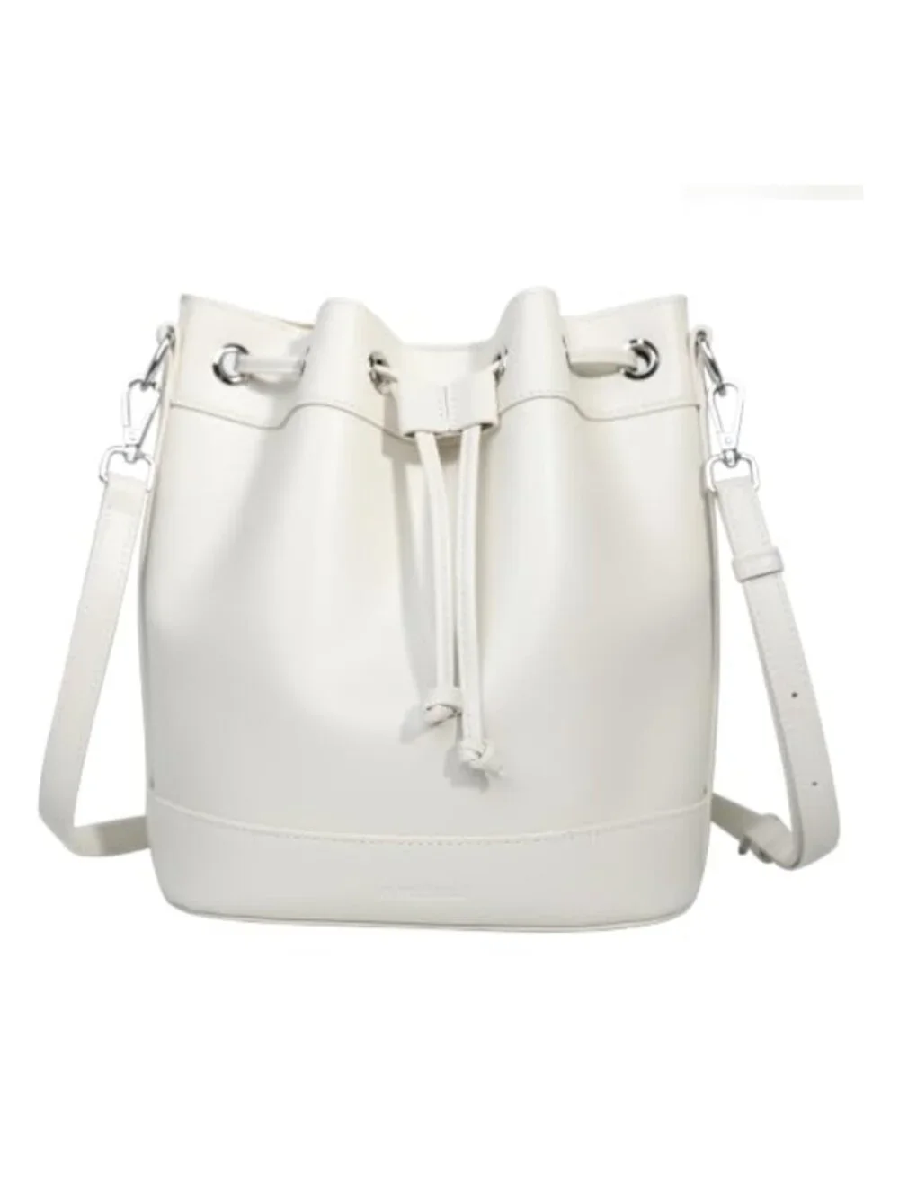 Leather Drawstring Bucket Crossbody Bag Adjustable Strap